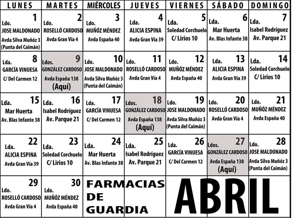Farmacias En Isla Cristina